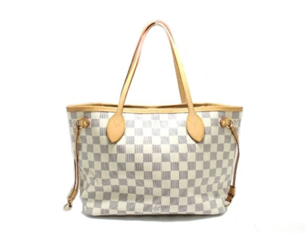 LOUIS VUITTON Neverfull Tote Bag Damier Azur White